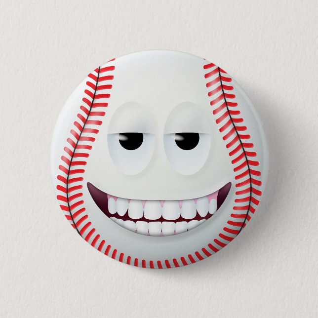 Baseball Face 2 6 Cm Round Badge (Front)