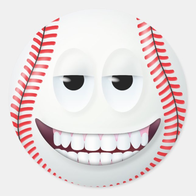 Baseball Face 2 Classic Round Sticker (Front)