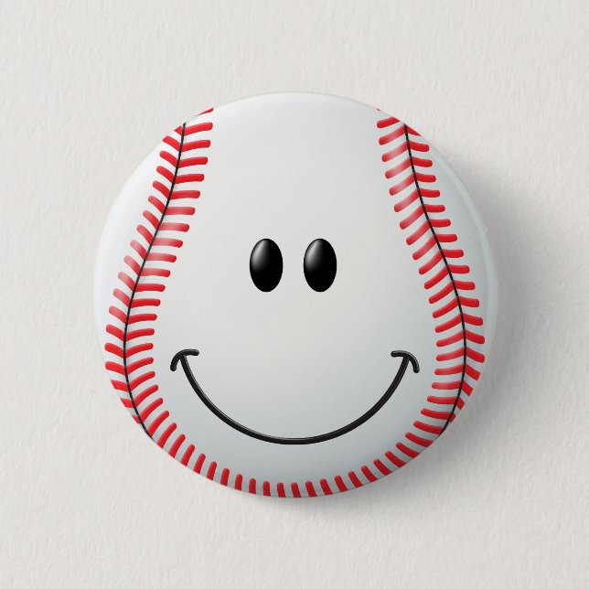 Baseball Face 6 Cm Round Badge (Front)