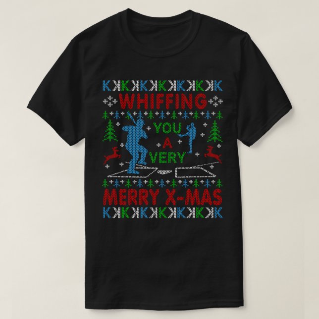Baseball Fan Baseball Pitcher Funny Ugly Christmas T-Shirt (Design Front)