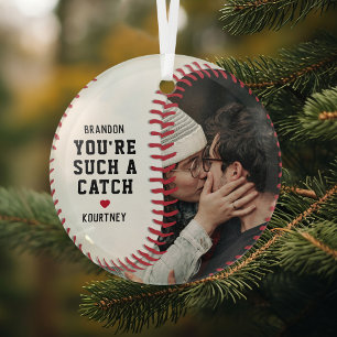 Baseball Fan Boyfriend Gift Christmas Glass Tree Decoration