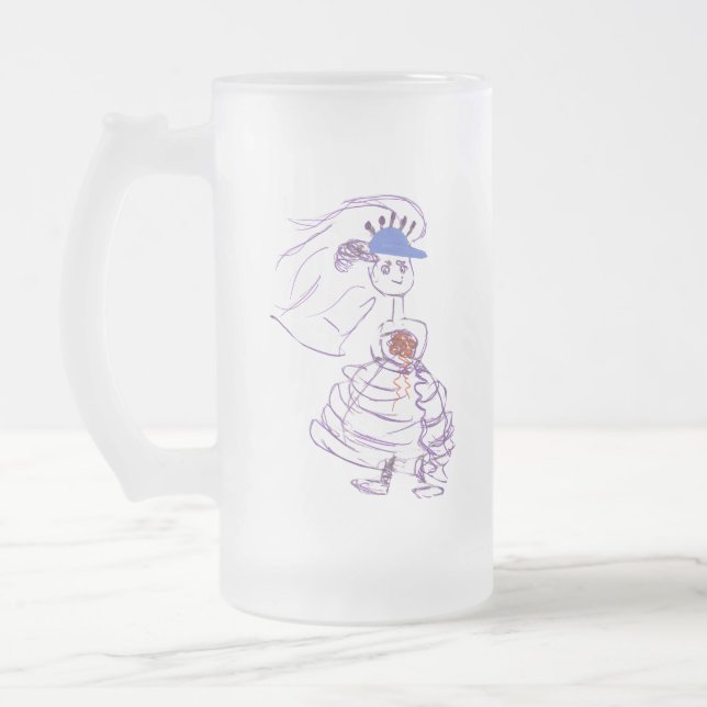 Baseball Fan Bride Frosted Glass Beer Mug (Left)