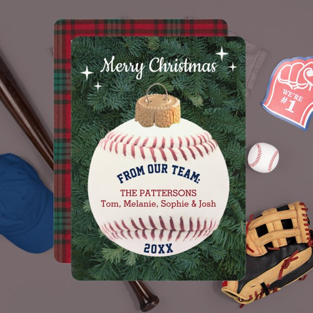 Baseball Fan Ornament Custom Photo Christmas Card (Creator Uploaded)