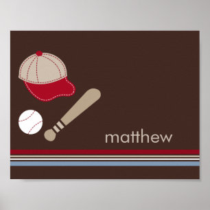 Baseball Fan Personalised Kid Wall Art