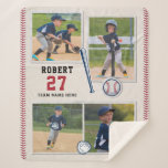 Baseball Fan Personalised Sports Photo Collage Sherpa Blanket<br><div class="desc">Show your grandchild how proud you are of their passion for baseball with this cute personalised sports fleece blanket. It features a unique photo collage of their favourite moments from the baseball diamond and their name and jersey number with the name of their team. It's the perfect way to encourage...</div>
