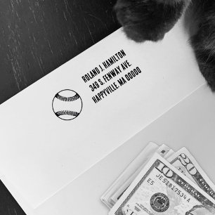 Baseball Fan Return Address Rubber Stamp