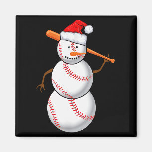 Baseball Fan Snowman Funny Christmas Gift Magnet