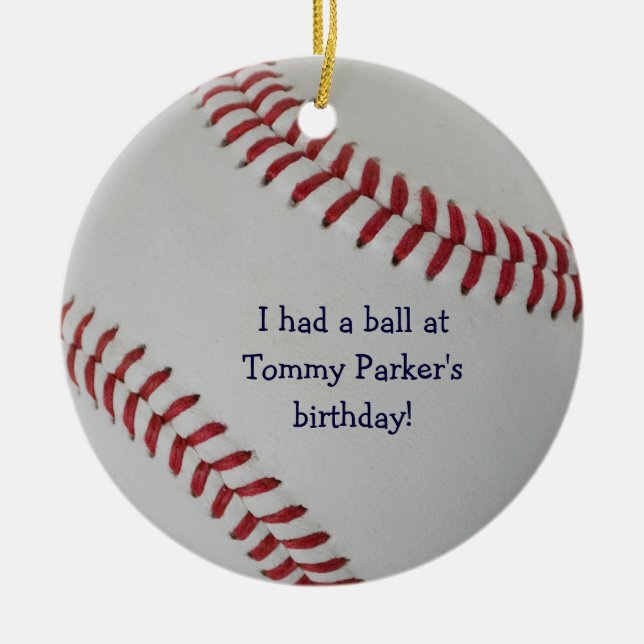 Baseball Fan-tastic_autograph-style party favour Ceramic Tree Decoration (Front)