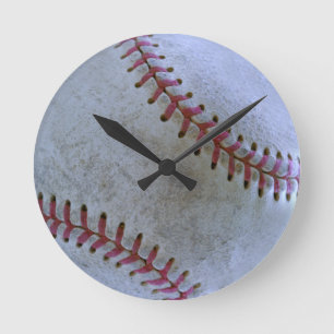 Baseball Fan-tastic_battered ball Round Clock