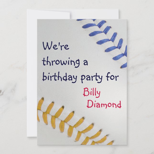 Baseball Fan-tastic_Color Laces_go_bl Party Invitation (Front)