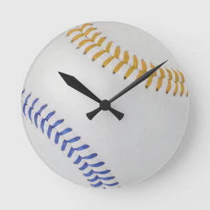 Baseball Fan-tastic_Color Laces_go_bl Round Clock