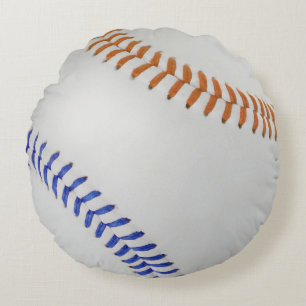 Baseball Fan-tastic_Color Laces_og_bl_team spirit Round Cushion