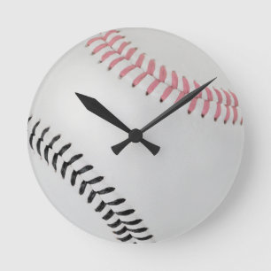 Baseball Fan-tastic_Color Laces_pk_bk Round Clock