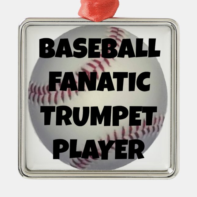 Baseball Fanatic Trumpet Player Metal Tree Decoration (Front)