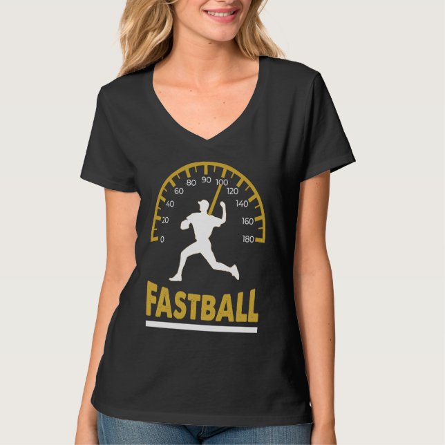 Baseball Fastball Pitcher Graphic Speedometer Play T-Shirt (Front)