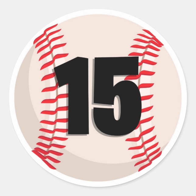 Baseball Favourite Number #15 Classic Round Sticker (Front)
