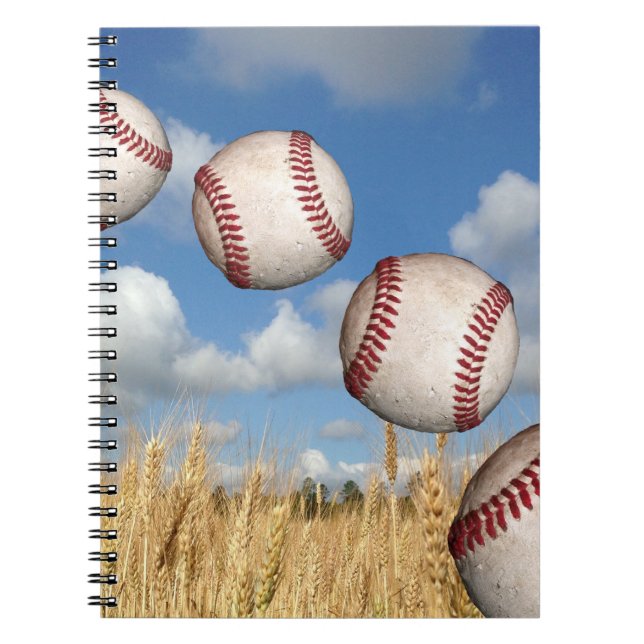 Baseball Field, Baseball in Air Notebook (Front)