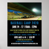 Baseball Field Landscape, Baseball Camp Advert