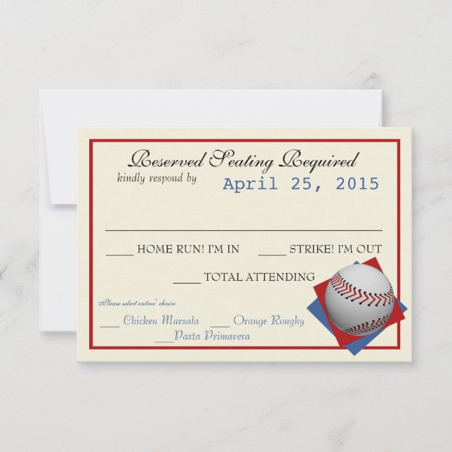 Baseball Field Pass Wedding Response Card (Front)