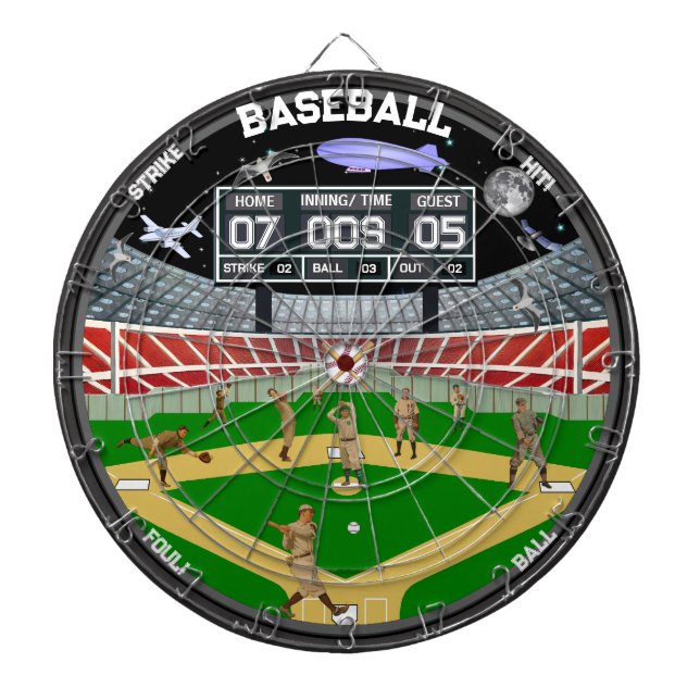 Baseball Field Starry Nights Stadium House Dartboard (Front)