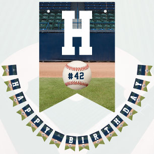 Baseball Field Team Number Sports Happy Birthday Bunting