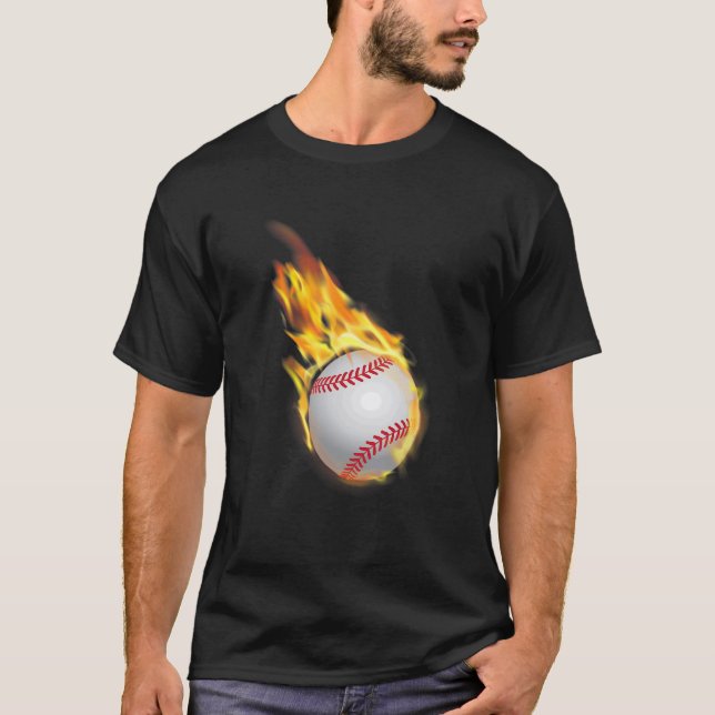 Baseball Fire Ball Thrown From A Pitcher T-Shirt (Front)