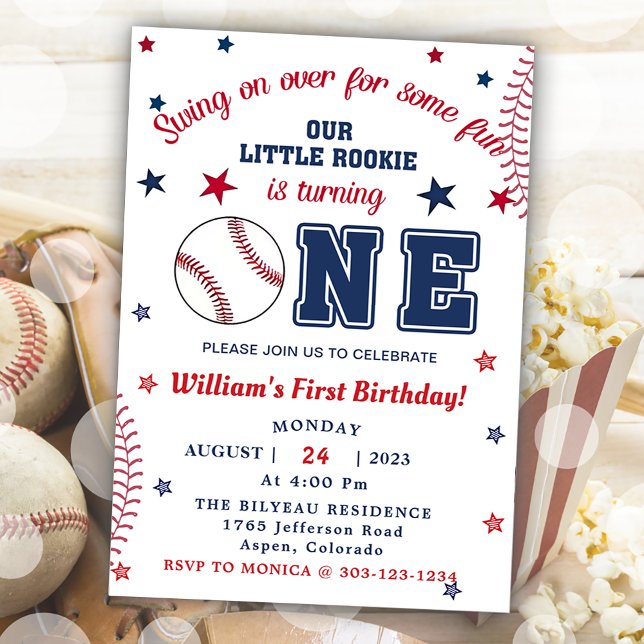  Baseball First 1st Birthday Party  Invitation (Creator Uploaded)