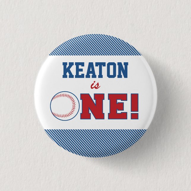 Baseball First Birthday Button (Front)