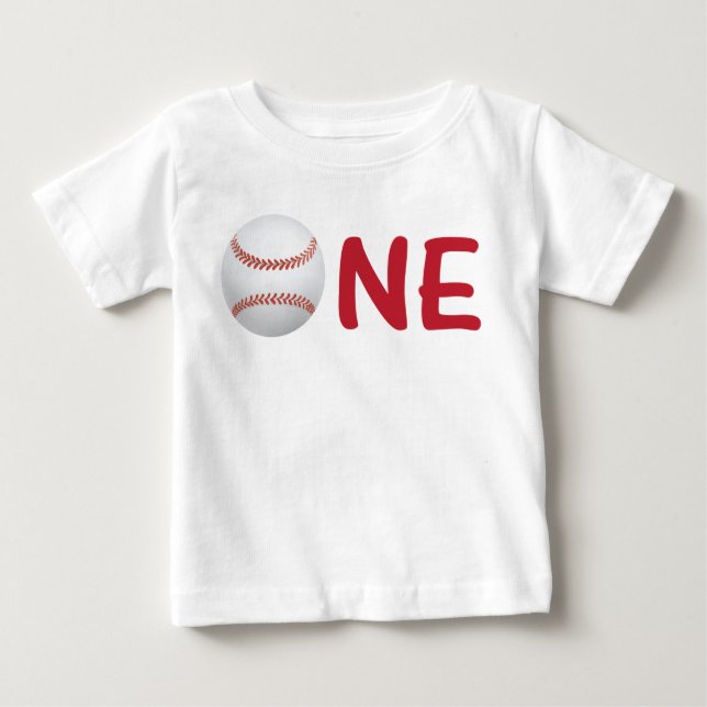 Baseball First Birthday Shirt One with Baseball (Front)