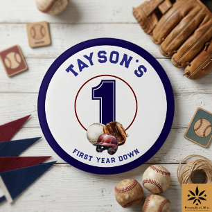 Baseball First Year Down 1st Birthday 3 Cm Round Badge