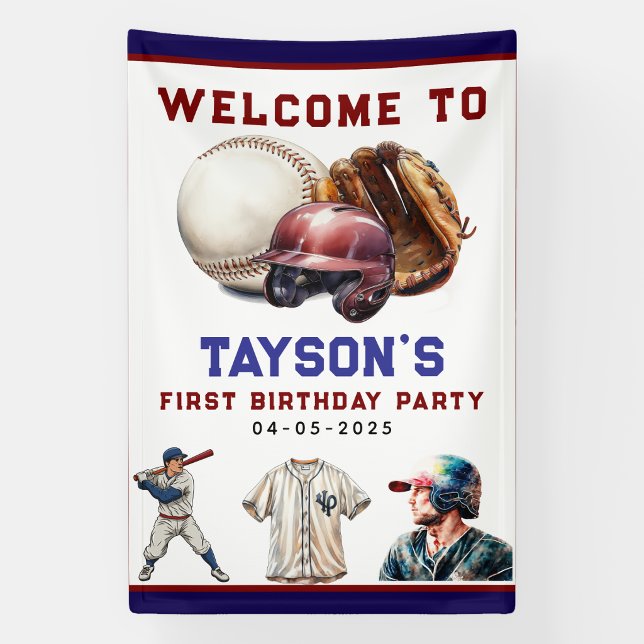 Baseball First Year Down 1st Birthday Banner (Baseball First Year Down 1st Birthday Banner
)