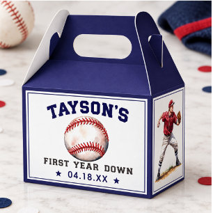 Baseball First Year Down 1st Birthday Favour Box