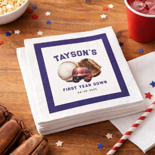 Baseball First Year Down 1st Birthday Napkin