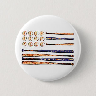 baseball flag 6 cm round badge
