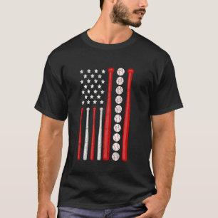 Baseball Flag American Patriotic Vintage for 4th o T-Shirt