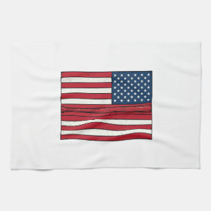 Baseball Flag Distressed Vintage Vector Design_1 Tea Towel