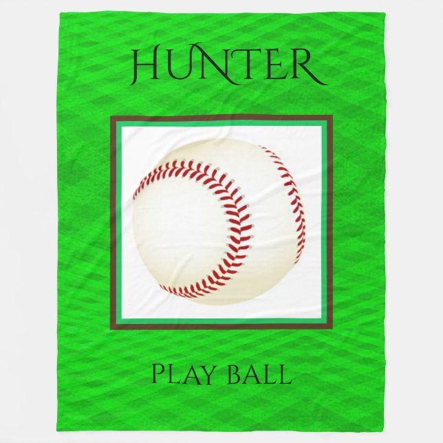 Baseball Fleece Blanket with Custom Name & Team (Front)