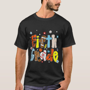 Baseball Football Basketball Preppy Fifth Grade Bo T-Shirt