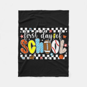 Baseball Football Basketball Preppy First Day Of S Fleece Blanket
