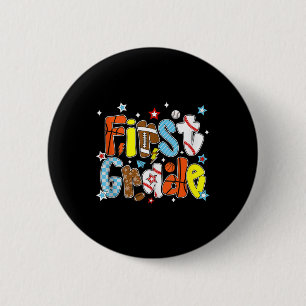 Baseball Football Basketball Preppy First Grade Bo 6 Cm Round Badge