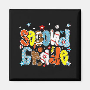 Baseball Football Basketball Preppy Second Grade B Magnet