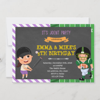 Baseball football joint party invitation