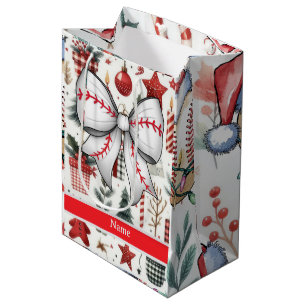 Baseball for Christmas themed Medium Gift Bag
