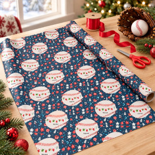 Baseball for Christmas with name for kids Wrapping Paper