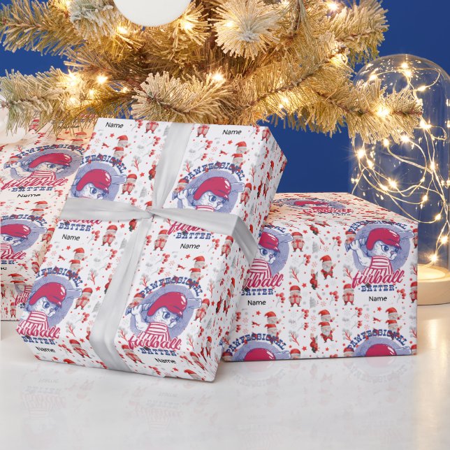 Baseball for Christmas with Santa Claus  Wrapping Paper (Holidays)