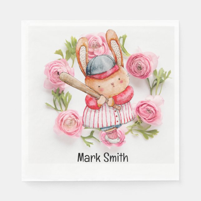 Baseball  for Valentine's Day Napkin (Front)