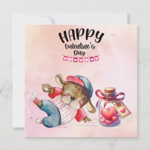 Baseball for Valentine's Day with hearts Holiday Card