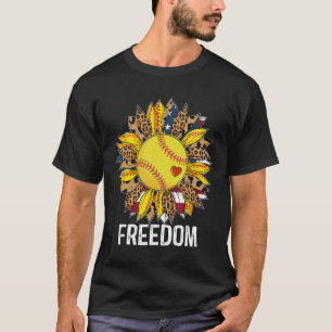 Baseball Freedom Sunflower America 4th Of July T-Shirt