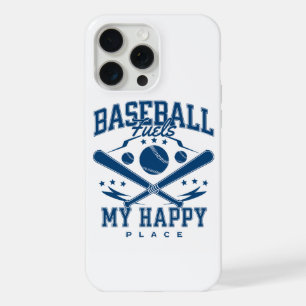 Baseball Fuels My Happy Place iPhone 15 Pro Max Case