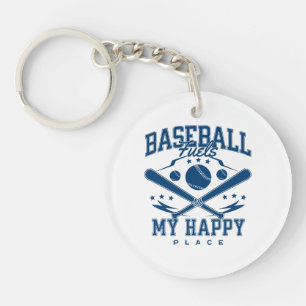 Baseball Fuels My Happy Place Key Ring